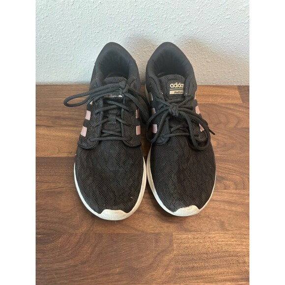 Adidas Shoes Womens 8 Cloudfoam Walking Sneakers Lace Up AC8247 Black Fabric - Picture 3 of 10